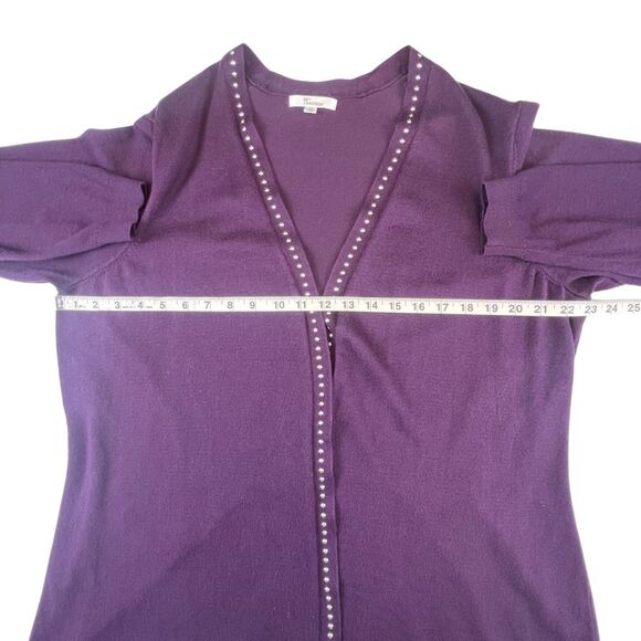 89th Madison Cardigan 1X Purple Open Front Silver Studded Dark Academia Sweater - Picture 3 of 9